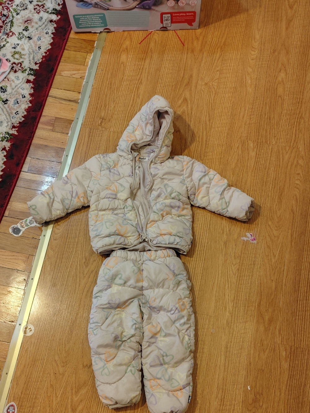 MOLO Kids Cream Hooded Puffer Jacket & Snow Pants Set